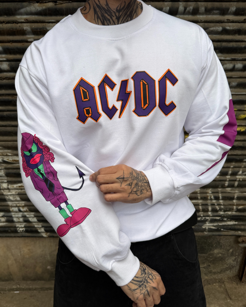 AC DC Designed Oversized Sweatshirt