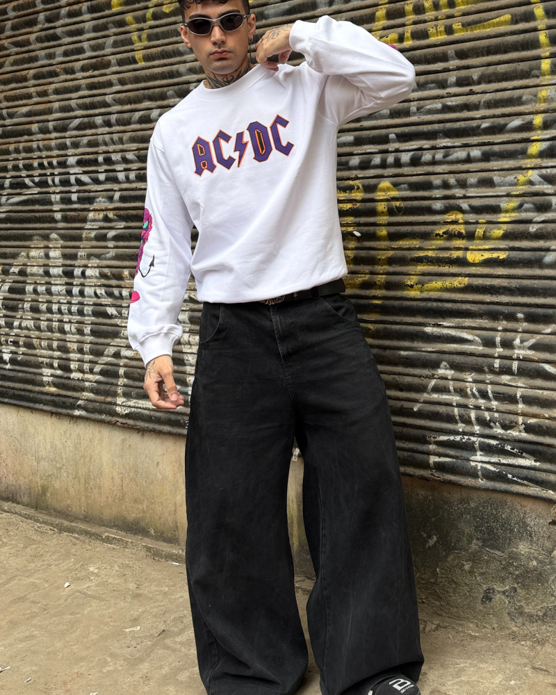 AC DC Designed Oversized Sweatshirt