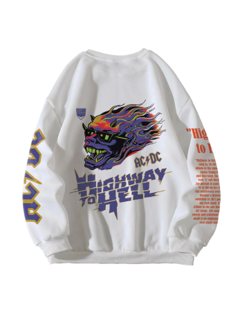 Highway To Hell Designed Oversized Sweatshirt
