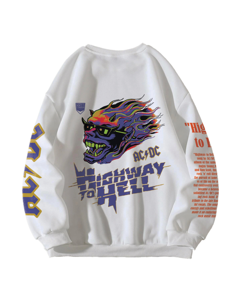 Highway To Hell Designed Oversized Sweatshirt