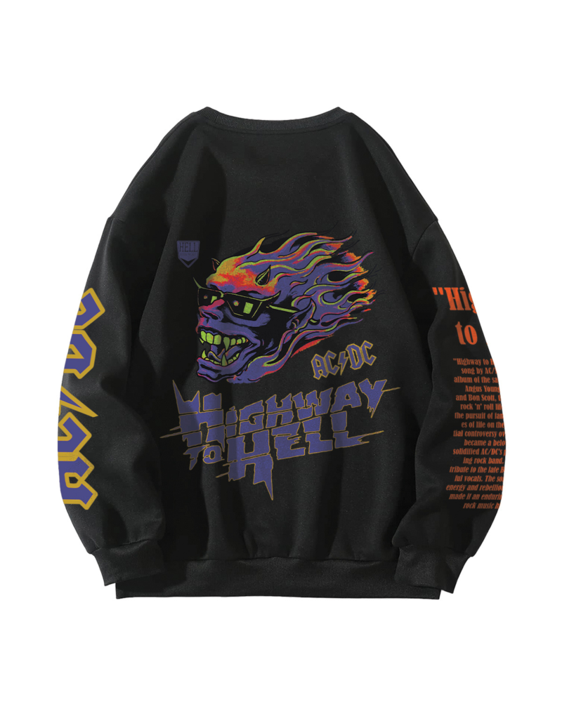 Highway To Hell Designed Oversized Sweatshirt